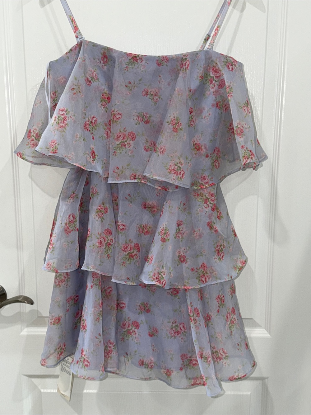 Abercrombie & Fitch Organza Tiered Strapless Mini Dress size medium NWT - Picture 2 of 7